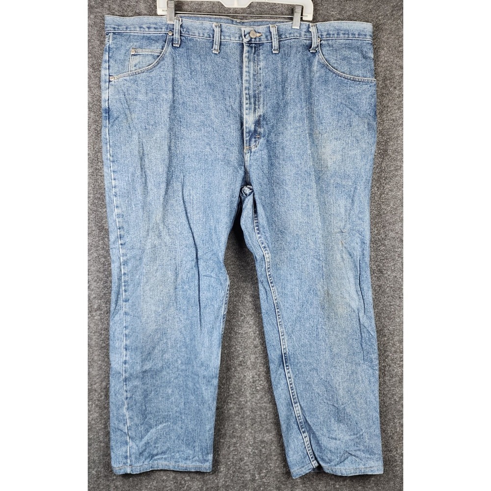 Wrangler Authentic Jeans Mens 46x32 Light Wash Blue Relaxed Fit 97601VR